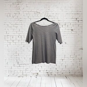 Old Navy Fitted Navy Blue & White Striped Boat Neck Shirt, Size M